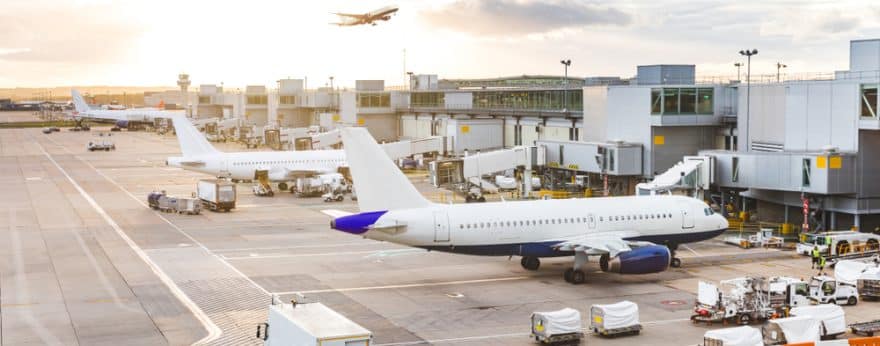 Planes parked at an airport