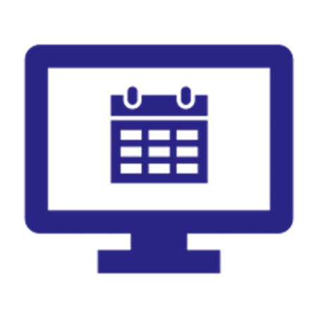 A computer screen displaying a calendar icon.