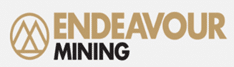 Endeavour Mining logo with gold and black text and a circular mountain emblem on the left.